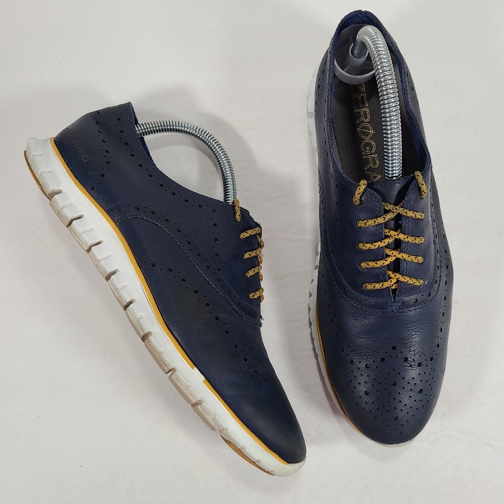 Cole Haan Navy Blue Oxfords with White Soles